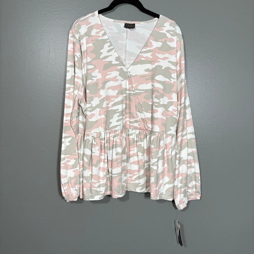 Modlusive NWT Pink Camouflage Long Sleeve Babydoll Top - 2X - Women's Plus Size